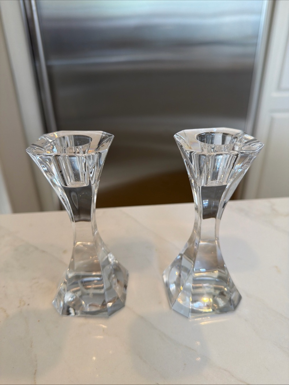Set of 2 Villeroy & Boch Crystal Candle Stick Holders Stamped